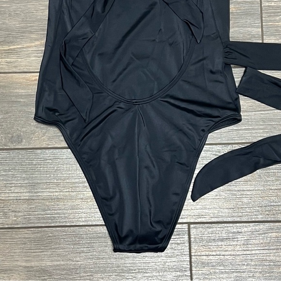NWT HAH X Free People One Piece Swimsuit Medium 1 4 Ur Soul 1 Shoulder Black - Picture 5 of 15